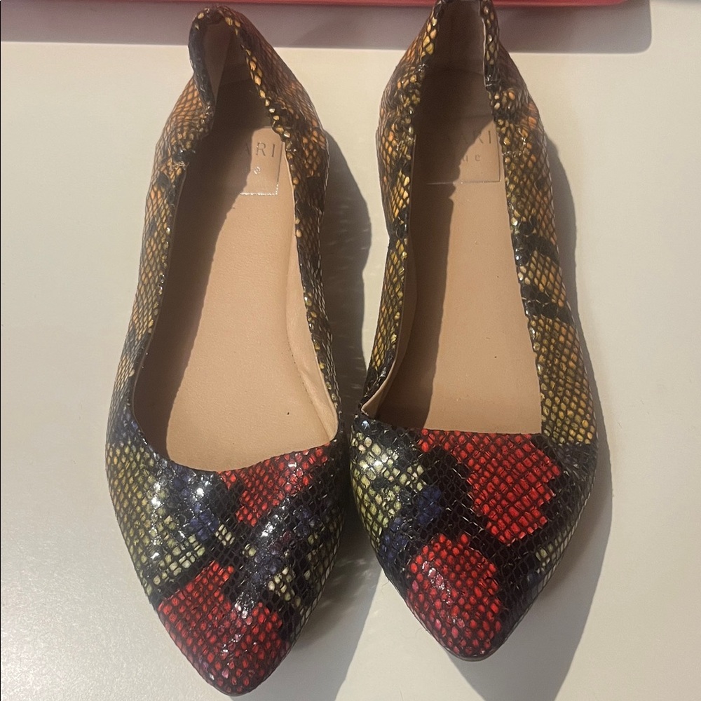 Kaari Blue snakeskin flats- size  7